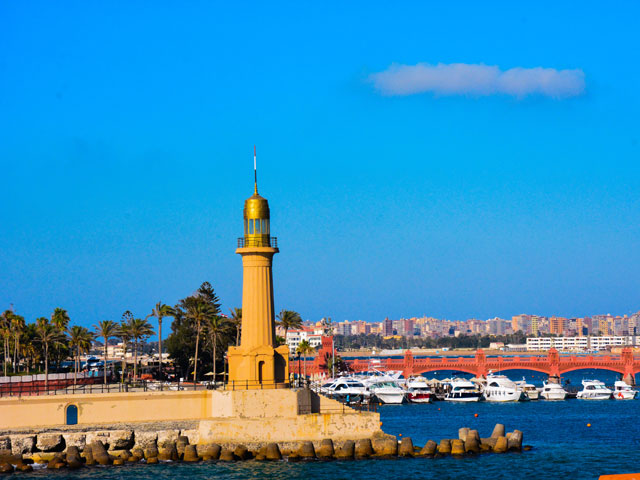 Lighthouse in Alexandria, Egypt.