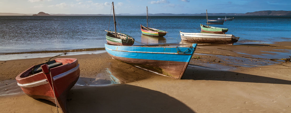 Traditional boats on the beach in Diego Suarez, Madagascar