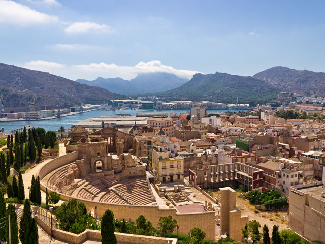 View of Cartegena overlooking the Roman Amphitheater, Spain