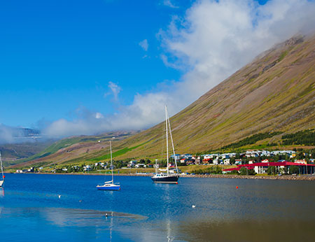 Beautiful Icelandic Summer landscape with Fjord