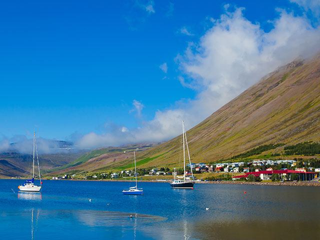 Beautiful Icelandic Summer landscape with Fjord