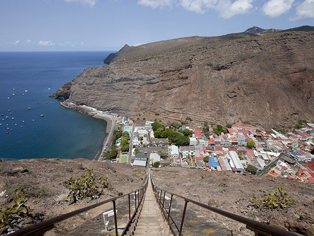 View of Jamestown from the top of Jacobs Ladder, St Helena