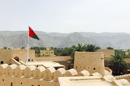 View of the Musandam from the roof of Khasab Castle, Oman