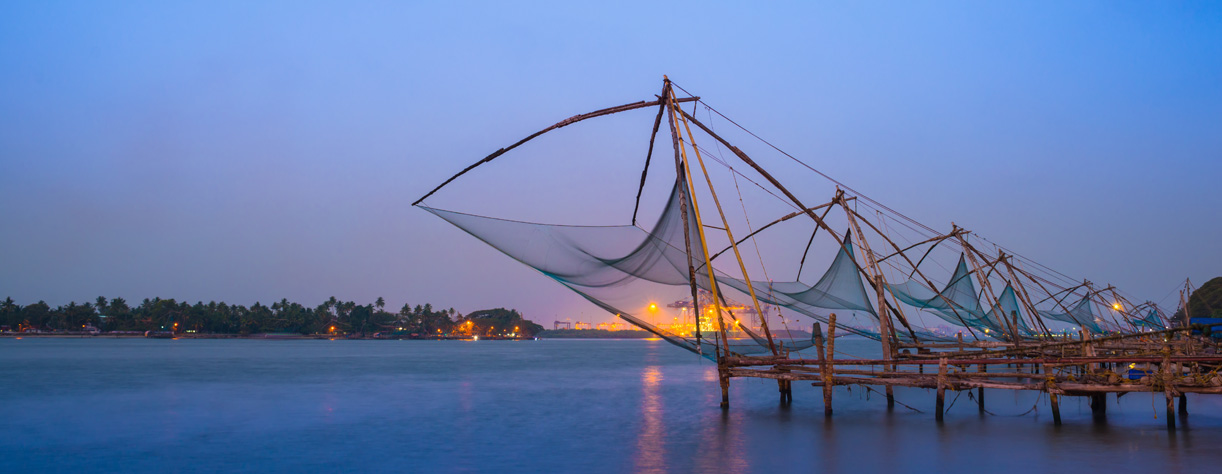 Chinese fishing nets over the water in Kochin, India