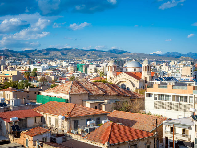 Aerial view over the roof tops of Old Town, Limassol