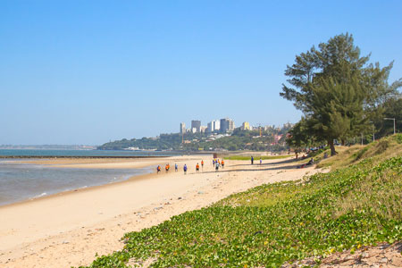 Children playing football on the beach of Maputo, Mozambique