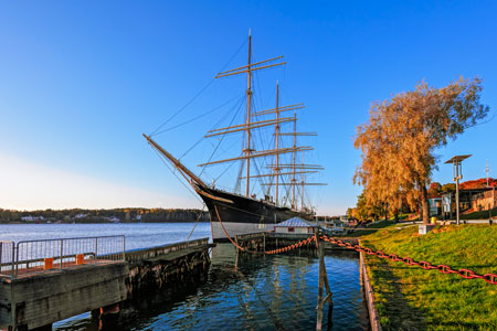 View of the four masted sailing vessil in Mariehamn