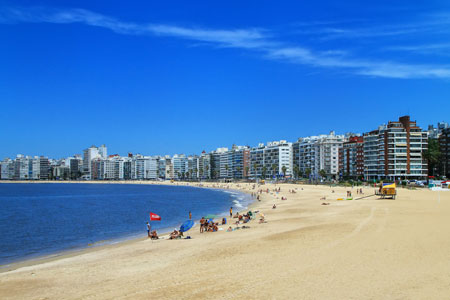 Pocitos beach along the bank of the Rio de la Plata in Montevideo