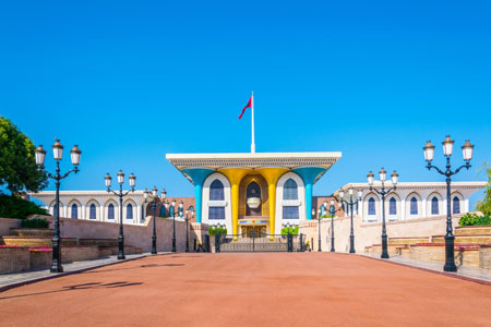 View of the Al Alam Palace in the old town of Muscat, Oman