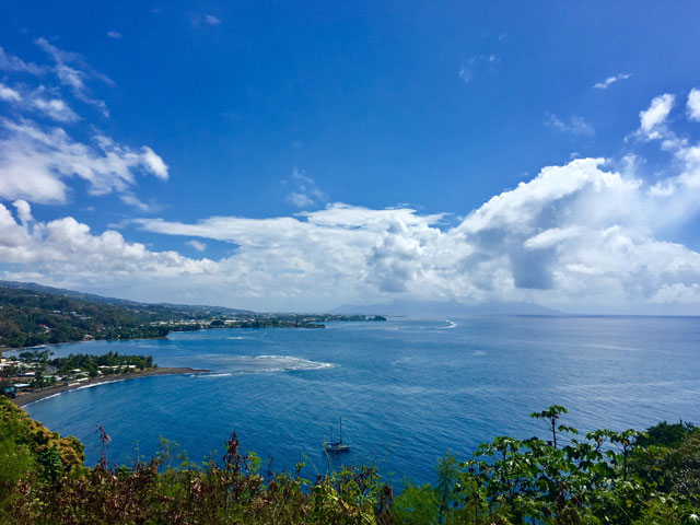 View of Papeete and the ocean from the belvedere Col du Tahara Tahiti