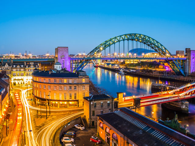 Evening view of Port of Tyne in Newcastle