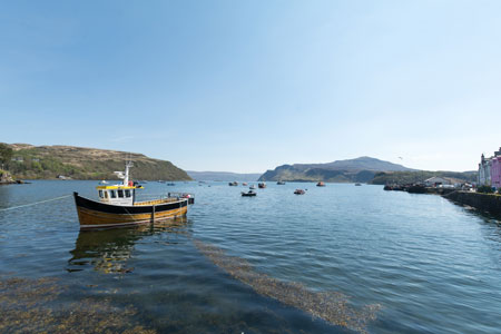 View of Portree Bay with commericial fising boats