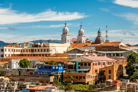 View of Santiago roof tops, Cuba