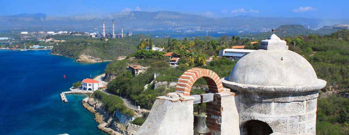 View from Castillo de san pedro overlooking Santiago de Cuba