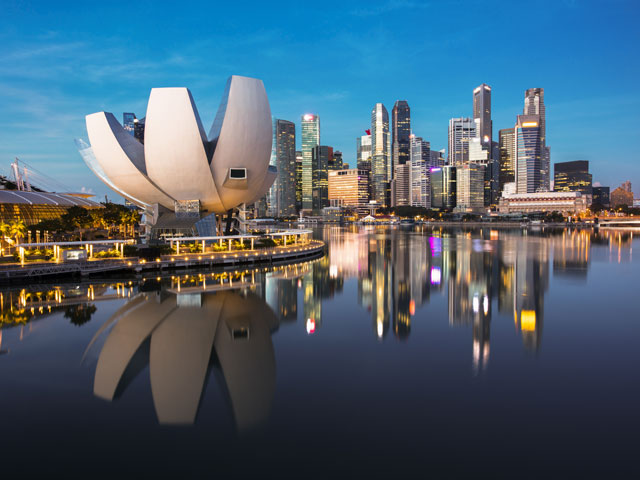 Singapore cityline at dusk