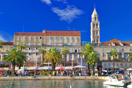 Venetian church tower and the palace of Diocletian, Split