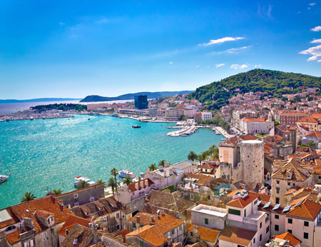 waterfront and Marjan hill aerial view Dalmatia Croatia
