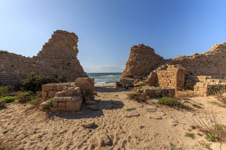 The achaeological ruins on the Mediterranean coast of Israel