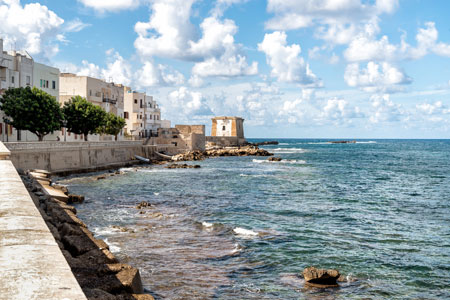View of Ligny Tower, coastal watchtower in Trapani