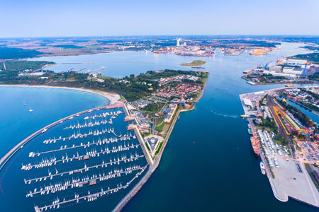 Aerial view Warnemunde Germany