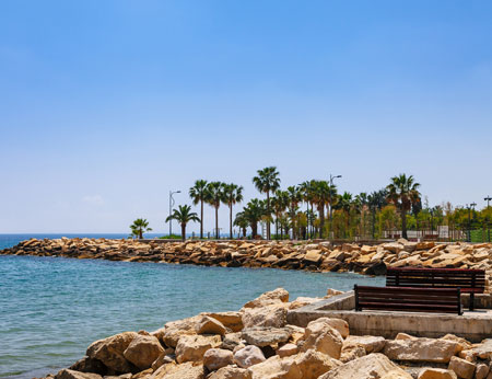 Coastline and promenade in Limassol, Cyprus