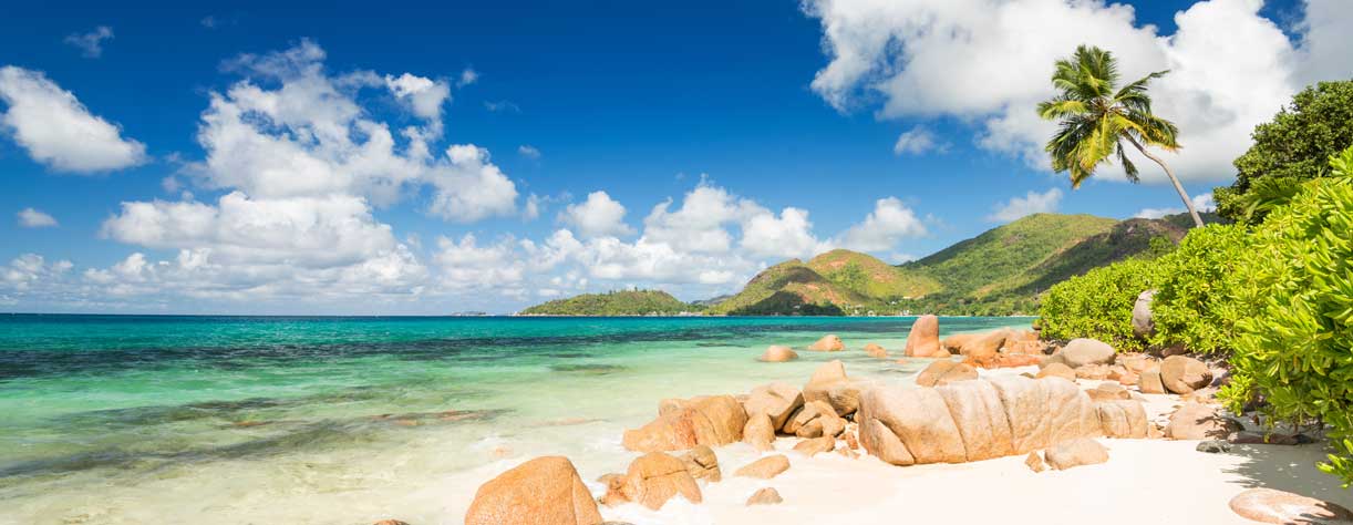 Sandy beach in The Seychelles