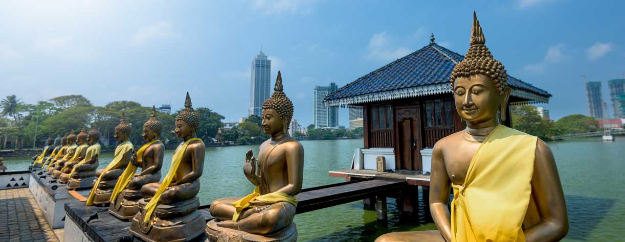 Buddha statues in Seema Malaka temple, Sri Lanka