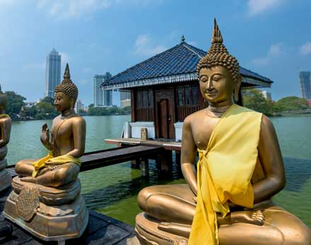 Buddha statues in Seema Malaka temple, Sri Lanka