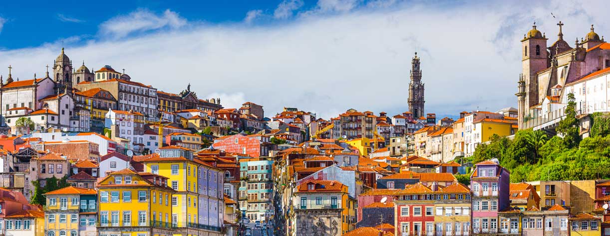 Oporto Old Town skyline from across the Douro River - Portugal Oporto Old Town skyline from across the Douro River - Portugal