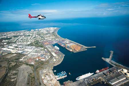 Helicopter over Reunion Island