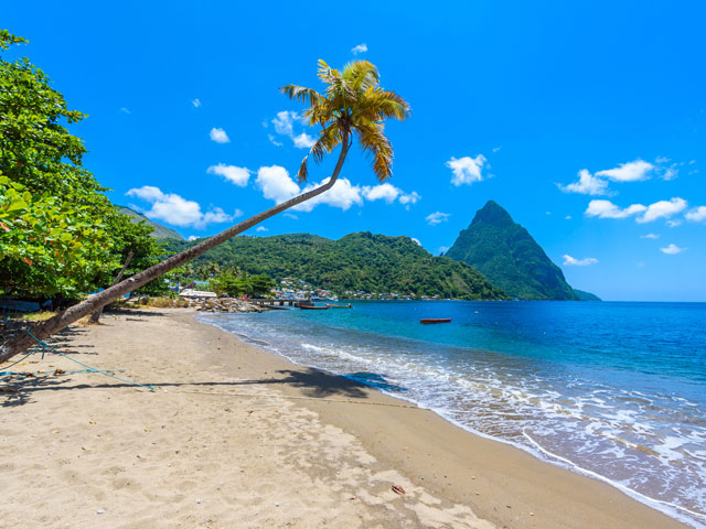 Paradise beach at Soufriere Bay, Saint Lucia, Caribbean