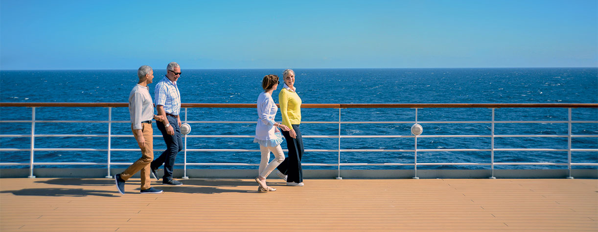Friends walking around the deck. Balmoral
