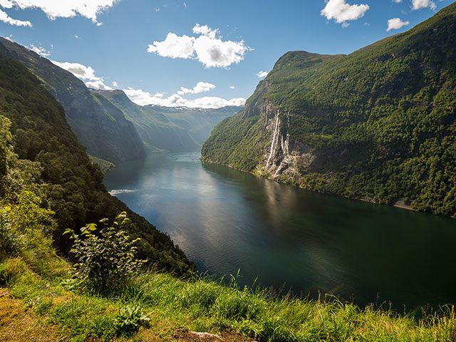 View of the Seven sisters waterfall, Norway