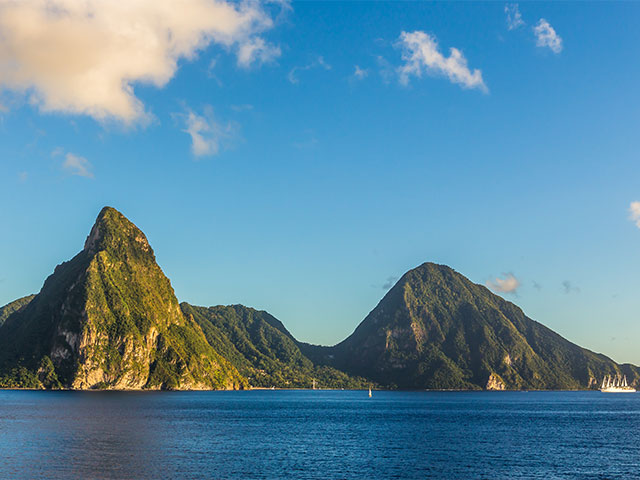 Pitons in St Lucia - seen from a cruise ship