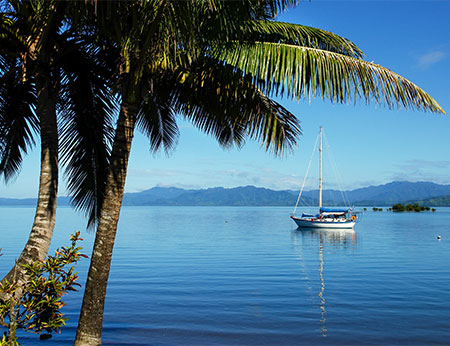 Beautiful view of Savusavu harbor, Fiji