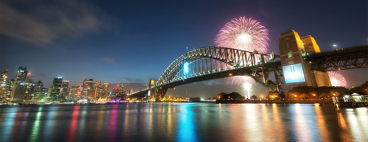 Fireworks over Sydney bridge, Australia