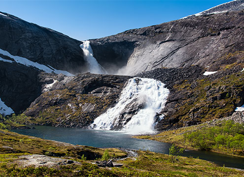 Sotefossen waterfall, Hardangervidda National Park, Norway Springtime Fjords in Five Nights