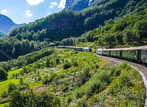 Flams famous Railway with beautiful scenary Scenic Views of Norway's Iconic Fjords