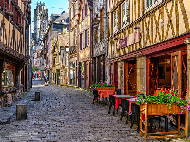 Quaint cobbled streets of Rouen