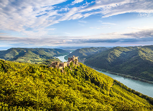 Beautiful landscape of the Wachau valley, near Vienna, Danube river, Austria Beautiful landscape of the Wachau valley, near Vienna, Danube river, Austria