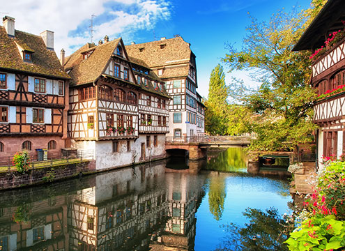 Traditional half timbered hourses in Petitie France, Strasbourg, France Traditional half timbered hourses in Petitie France, Strasbourg, France