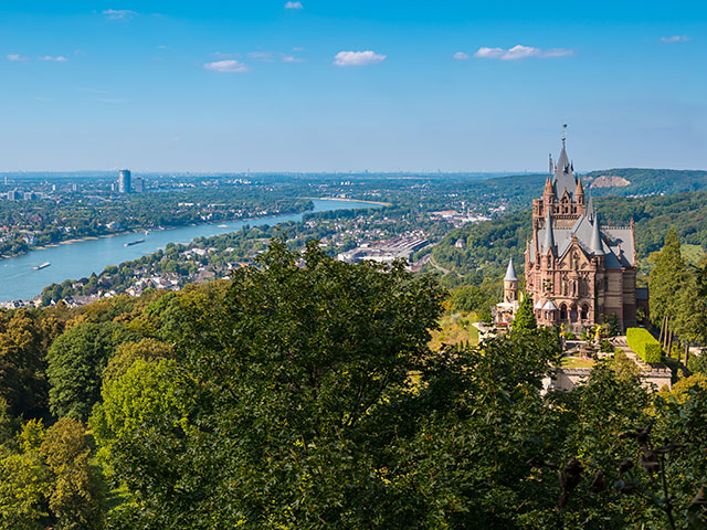 View of the Drachenfel castle, River Rhine View of the Drachenfel castle, River Rhine