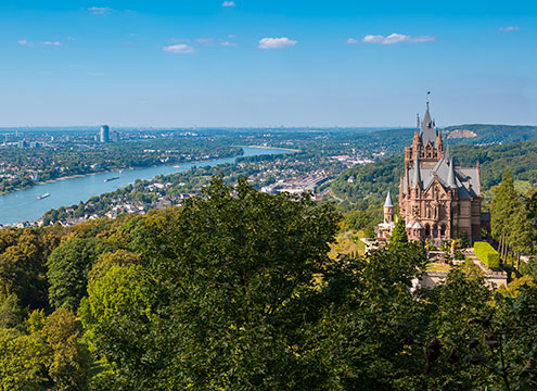 View of the Drachenfel castle, River Rhine View of the Drachenfel castle, River Rhine