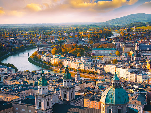 Ariel view of Vienna, Austria and the river Danube Ariel view of Vienna, Austria and the river Danube