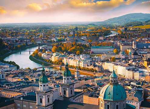 Ariel view of Vienna, Austria and the river Danube Ariel view of Vienna, Austria and the river Danube