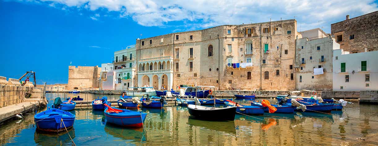 Old port of Monopoli province of Bari, boats in marina