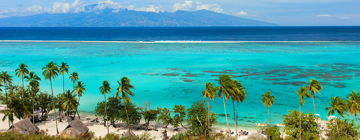 Beautiful coastal landscape of Moorea island in French Polynesia