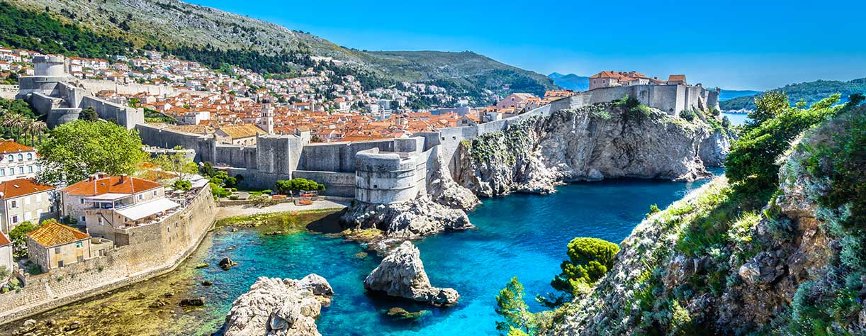 Aerial view of Dubrovnik on the Adriatic coast, Croatia