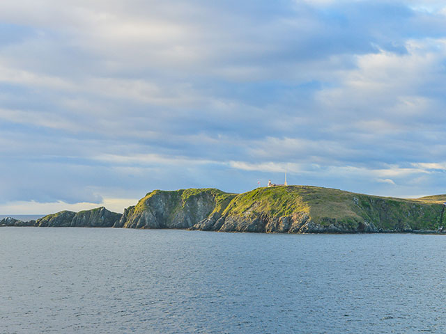 A landscape view of the Cape horn headland, showing lighthouse, Chille