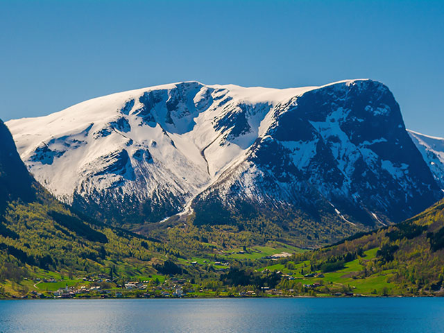 Sognefjord snow sea contrast landscape mountain nature